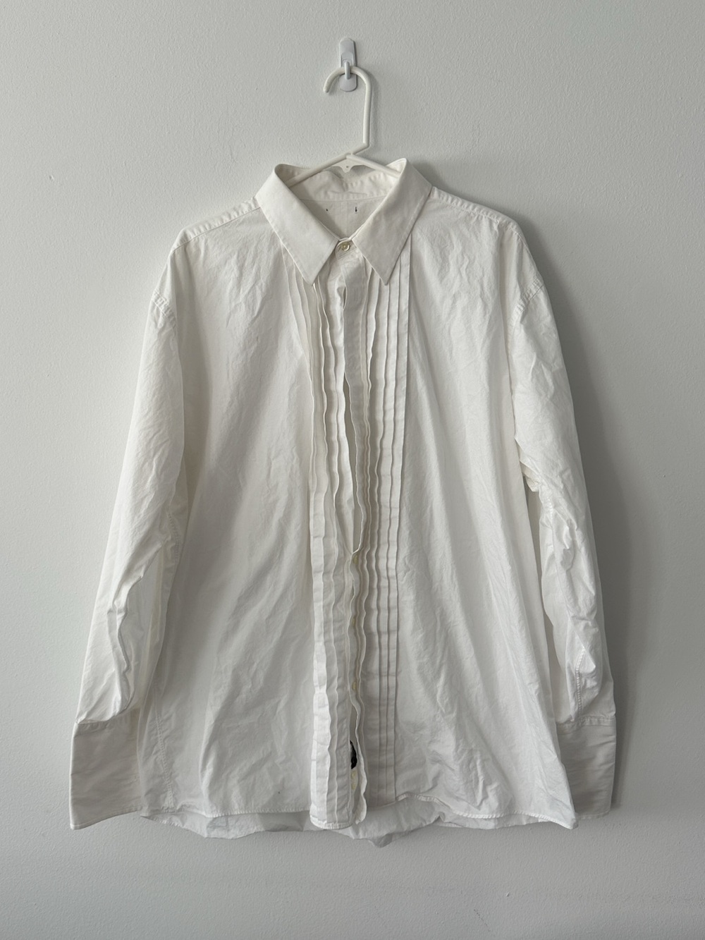Jos. A. Bank White Tuxedo Button Down Dress Shirt Tag Removed Est Size 18